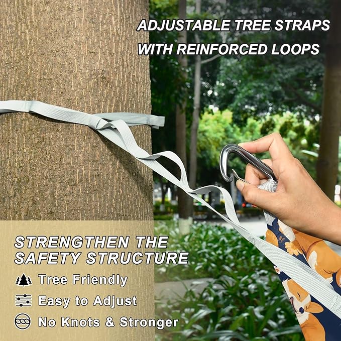 Camping Hammock Outdoor Hammocks for Outside Corgis Cute Dogs Beach Trees Portable Lightweight with Pockets Tree Straps Indoor