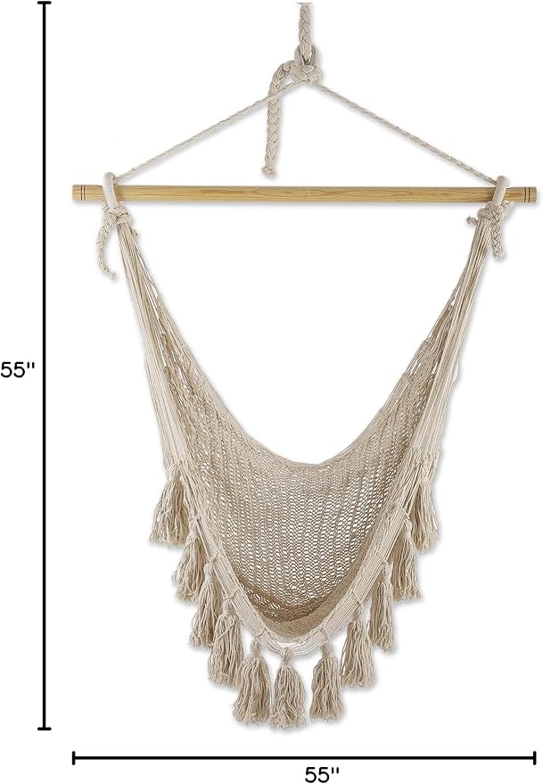 Novica Handmade Ocean Seat in Ivory Cotton Hammock Swing (Single)