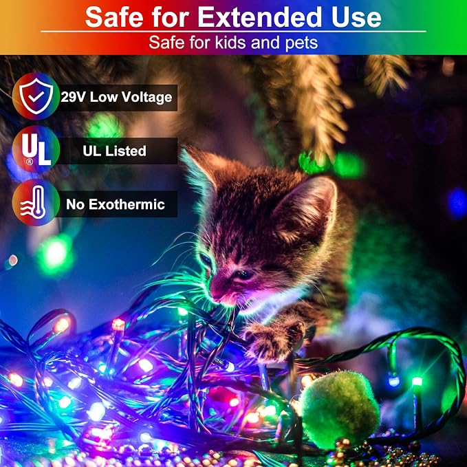 2 Pack Christmas Lights Outdoor, Total 200FT 600 LED Christmas Tree Lights | Multicolor, Plug in 8 Modes Waterproof Connectable String lights for Outside Indoor Patio Party Garden Xmas Decorations