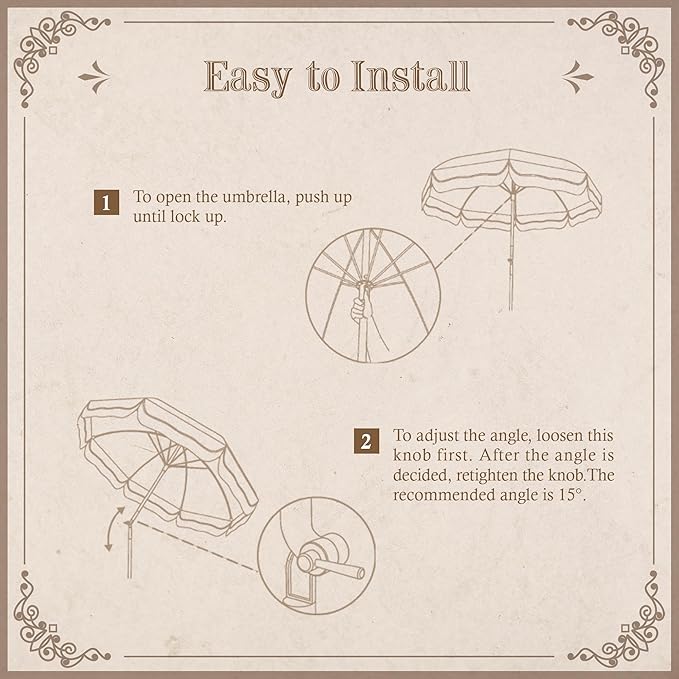 LAGarden Fringe Patio Umbrella with Carry Bag & Cover Vintage Wood for Event Outdoor Garden Yard Wedding Bistro Table