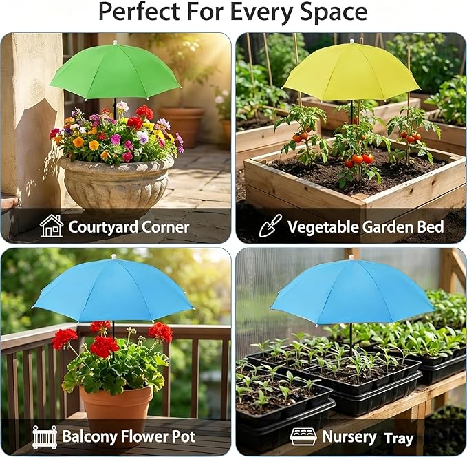Upgraded Plant Umbrellas for Outdoor Plants, 26" Larger Garden Plant Umbrella Shade with Adjustable Hight, 43.4" Higher Sun Shade for Plants, Potted Plant, Garden Beds