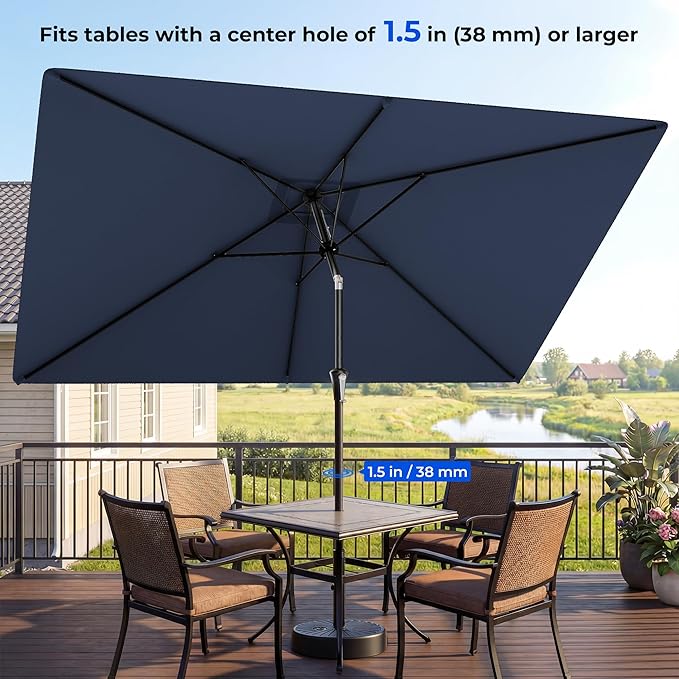 HOMSHADE 6.6 x 10 ft Rectangular Patio Umbrella Rectangle Umbrella Outdoor Patio, Large Outdoor Umbrellas for Patio Table with Tilting and Sun UV Protection for Pool, Deck, Market, Backyard