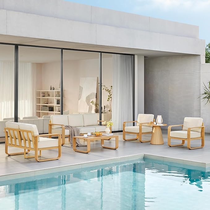 CHITA Aluminum Patio 3-Seater Sofa with Thickened Olefin Fabric Cushion for Backyard, Garden, Balcony and Poolside