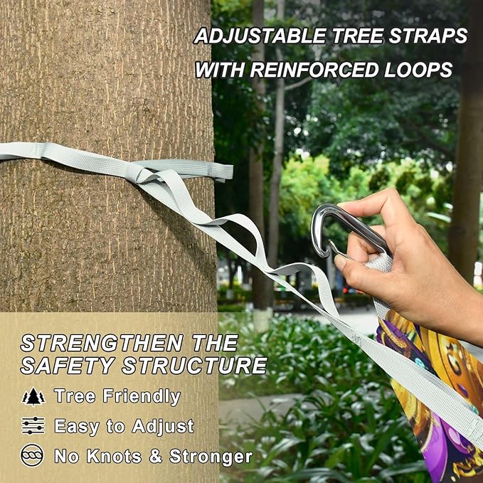 Mardi Gras Carnival Jewelry Feather Lipstick Outdoor Hammock with Tree Straps Tree Hammock for Outside Beach Patio Garden