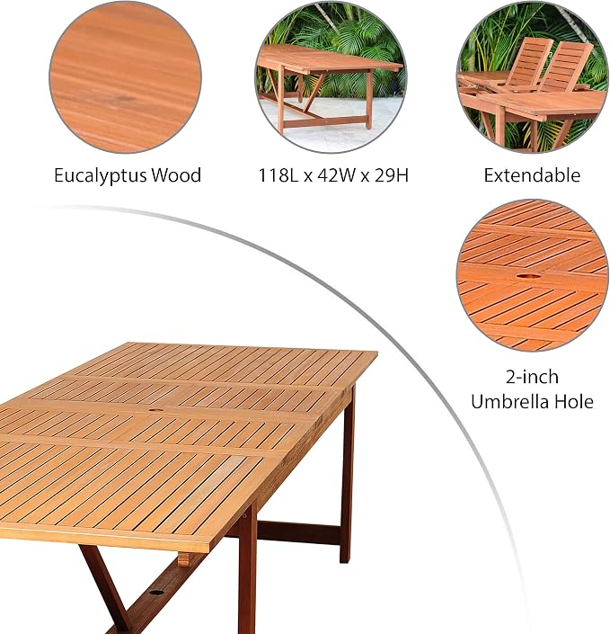 Amazonia 7-Piece Eucalyptus Rectangular Dining Set