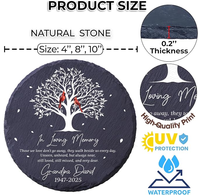 Personalized Memorial Garden Stone Plaque, Remembrance Grave Marker, Sympathy Gifts for Loss of Mom, Dad, Husband, Brother, Grandpa, Grandma, Aunt, In Memory of Loved One Gifts, Home Garden Decor