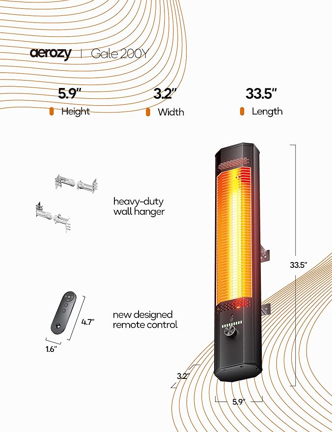 Patio Heater, 9 Heat Setting, 9-Hour Timer, Portable A - 3