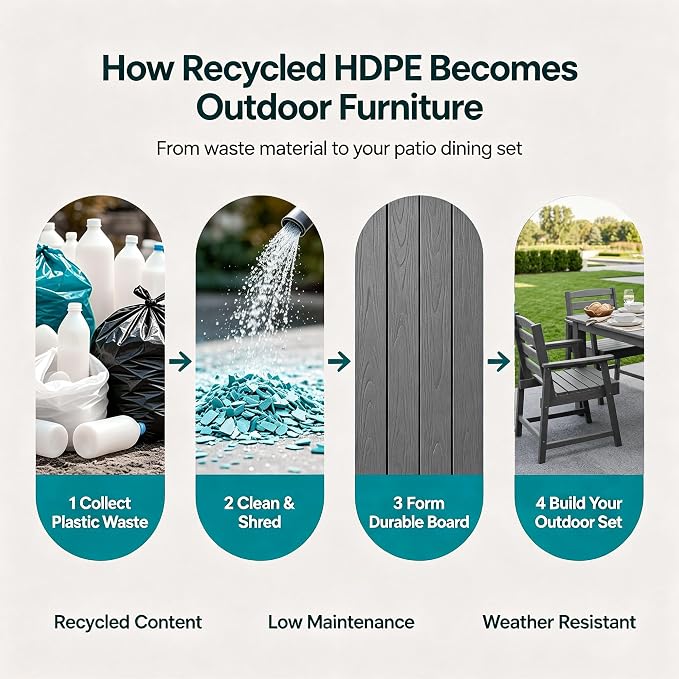 LOUNZY 11 Piece Patio Dining Set for 10, Outdoor Table and Chairs, Grey | 89.4“ table,Large 10 seat patio dining set, mixed chair durable HDPE wood-look, fade and UV resistant for long-term outdoor