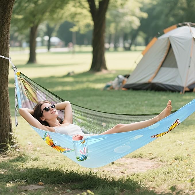 Hammocks for Outside Easter Background Camping Hammock Portable Hammocks with Tree Straps and Carry Bag Camping Accessories for Hiking Beach Outdoor
