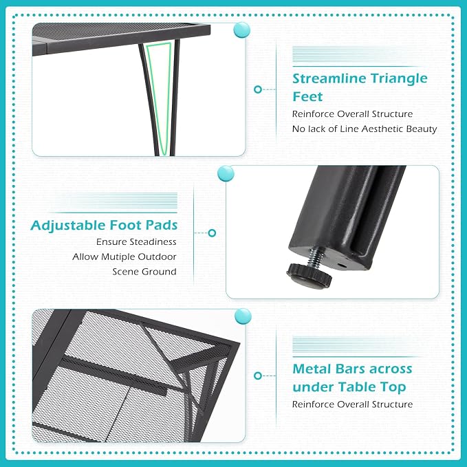 AECOJOY 39.4" Outdoor Patio Dining Table for 4, Square Metal Patio Table with 1.6" Umbrella Hole, All-Weather Resistant Outdoor Furniture Tables for Patio, Backyard, Garden, Poolside (Dark Grey)