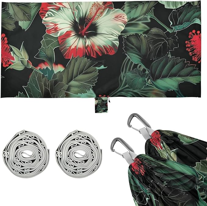 Vintage Red and Green Flowers 330lb Capacity Hammocks with Portabl Carry Bag Tree Hammock for Indoor Outdoor Patio hamacas para adultos