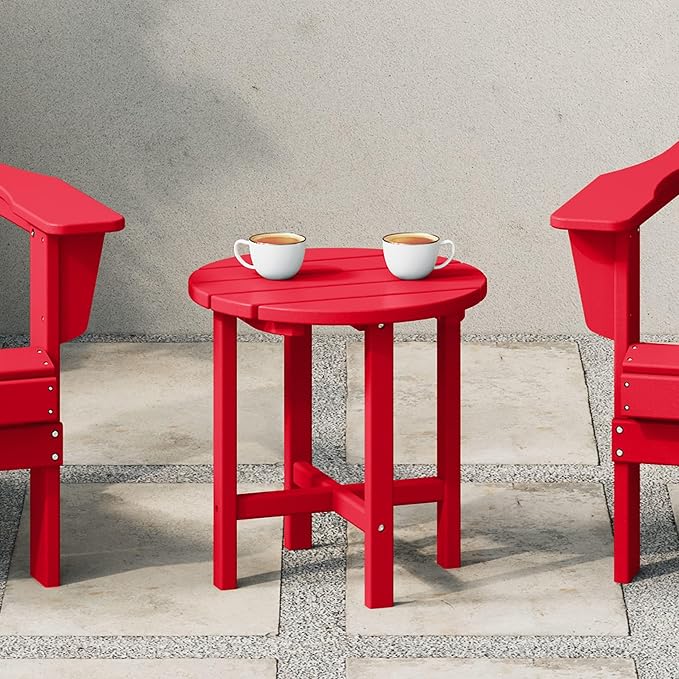 WestinTrends Dylan Adirondack Round Outdoor Side Table, Red