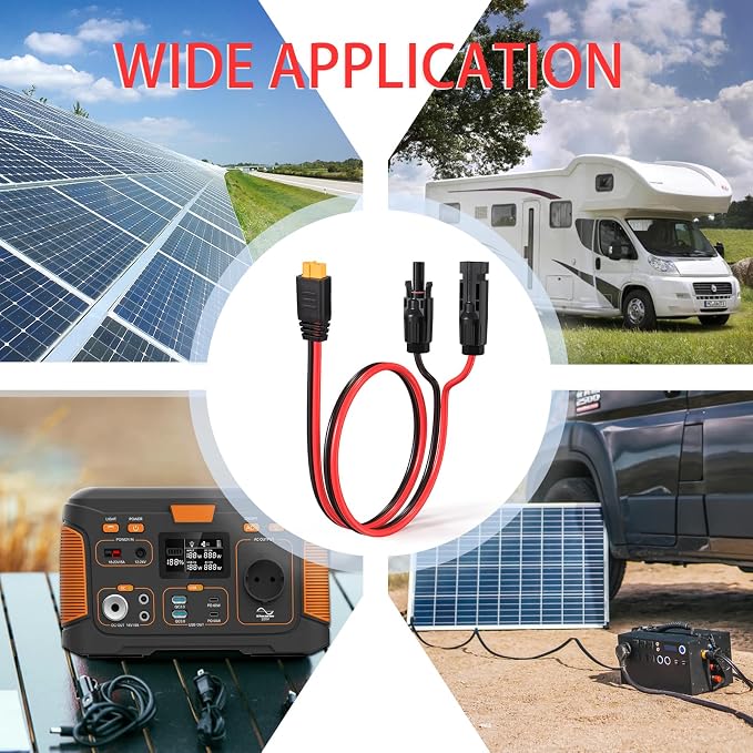 ELFCULB 10AWG Solar to XT60 Charging Cable Solar Panel Extension Cable for Portable Power Station River 600 Solar Generator Battery Pack(2FT)