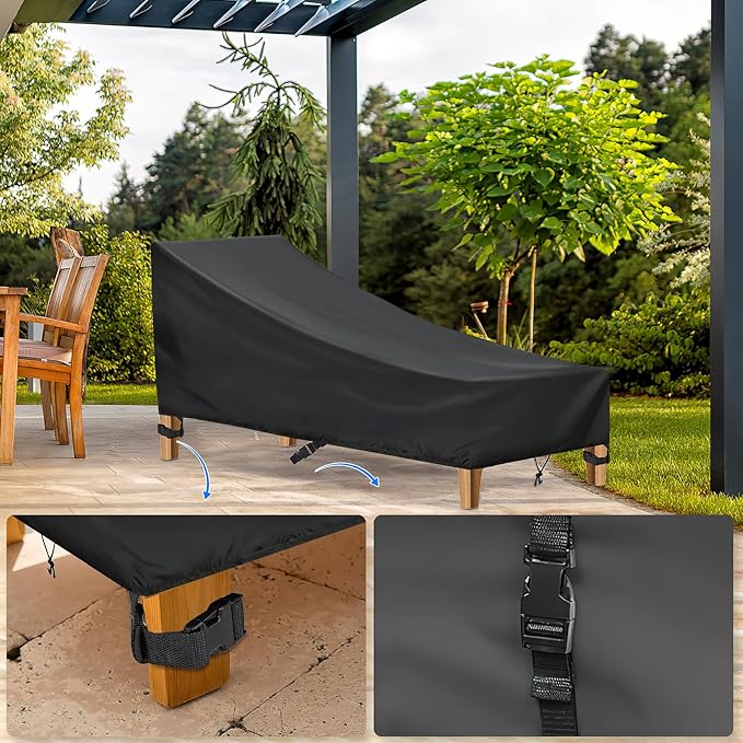Outdoor Chaise Lounge Cover for KidKraft Backyard Furniture Chair, Waterproof Kids Patio Furniture Cover for Kid Pets - 37" L x 20" W x 19" H, Black