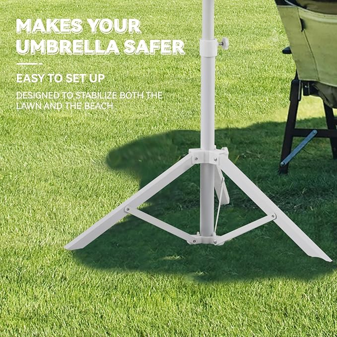 Aoxun Portable Umbrella with Stand, 6.5ft Sun Shade Umbrella with Stand, Lightweight Adjustable Standing with Sand Anchor and Carry Bag, Instant Sun Protection, Easy to Carry, Blue
