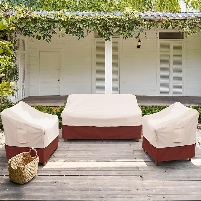 COSFLY Patio Furniture Covers 2 Pack, 600D Waterproof Outdoor Chair Covers for Deep Chairs, All-Weather UV Resistant Protection with Adjustable Straps & Air Vents, Fits up to 29" W x 30" D x 36" H