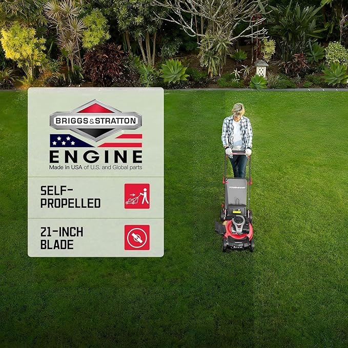 PowerSmart 21" B&S Engine 140cc Self-Propelled Lawn Mower – Durable Steel Deck, 6-Height Adjustments, 3-in-1 Mulching Versatility