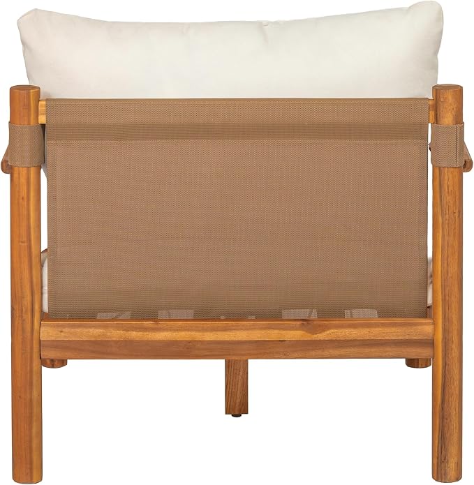 Christopher Knight Home Willy Acacia Wood Patio Furniture Set with Water-Repellent Cushion, 4 Piece Outdoor Acacia Wood Conversation Set, Outdoor Sectional Sofa Set with Coffee Table, Beige+Teak