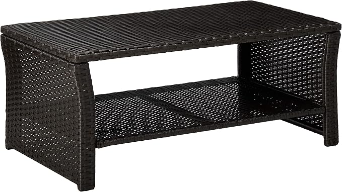 Christopher Knight Home Justin Outdoor Wicker Coffee Table, Brown, Black