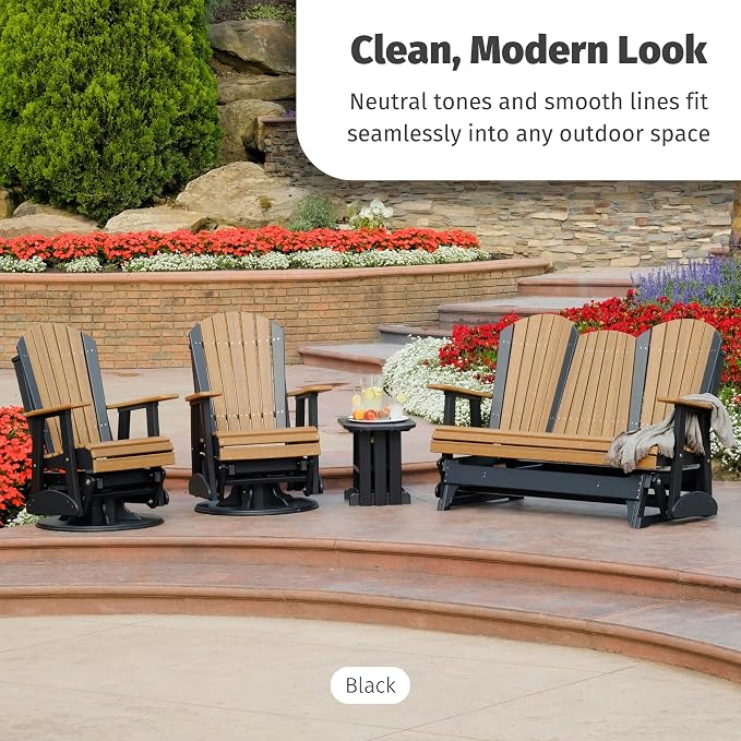LuxCraft Poly Small Table Stand, Outdoor Side Tables for Patio, Weatherproof Patio End Table for Outside, Eco Friendly and UV Resistant HDPE - Amish Made in USA (Cedar & Black)