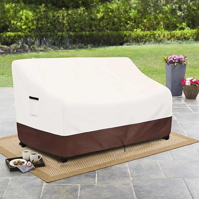 Outdoor Couch Covers,85 Inches Outdoor Sofa Cover, Waterproof Patio Furniture Cover,Furniture Covers for Patio Seating (Beige)