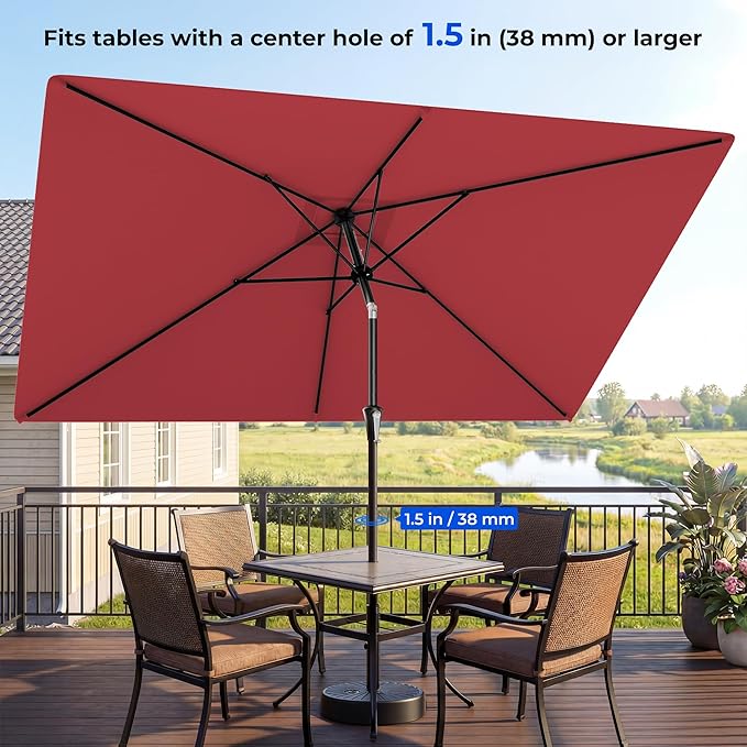 HOMSHADE 6.6 x 10 ft Rectangular Patio Umbrella Rectangle Umbrella Outdoor Patio, Large Outdoor Umbrellas for Patio Table with Tilting and Sun UV Protection for Pool, Deck, Market, Backyard