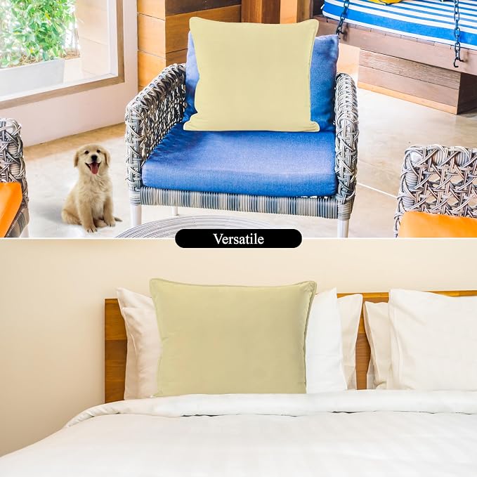 A1 HOME COLLECTIONS A1HC Luxurious Outdoor Waterproof Pillow Covers 20x20 Inches (Pack of 2, Pale Leaf), Throw Pillow Covers for Pool Areas, Garden, Sofa, Chairs, Beds, Tent, Patio