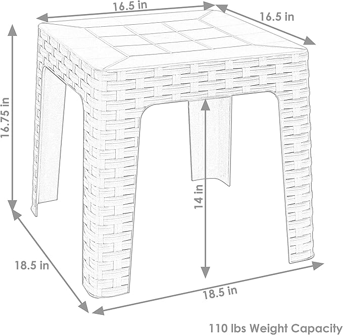 Sunnydaze Adirondack Small Outdoor Side Table for Balcony Essentials - Plastic Square End Table for Outside Patio - Gray