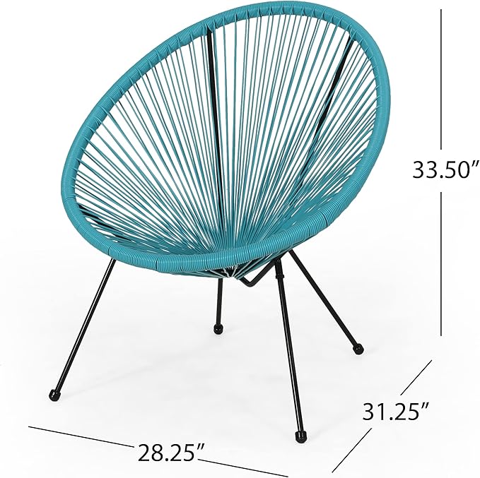 Christopher Knight Home Outdoor Hammock Weave Chair with Steel Frame (Set of 2) - Teal and Black Finish