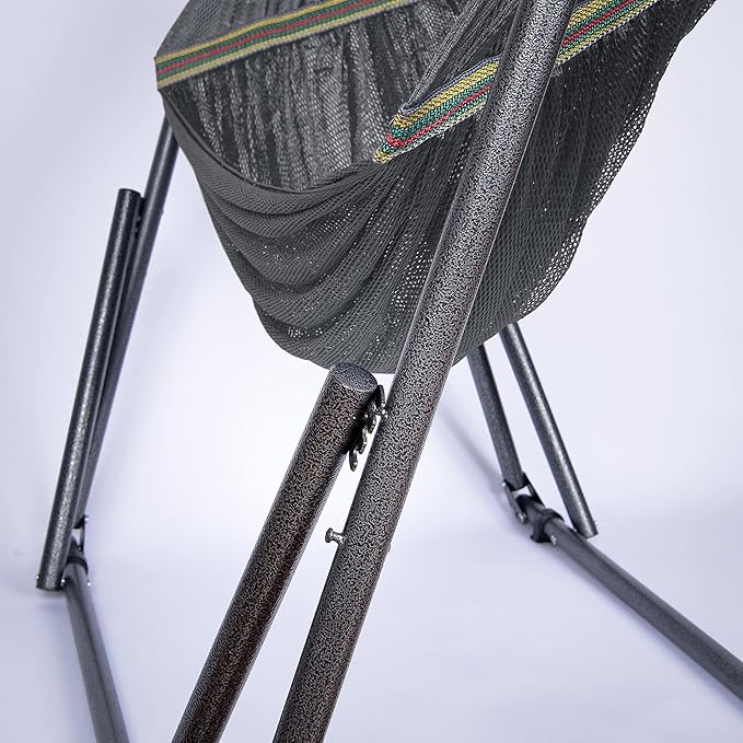 2 in 1 Hammock and Swinging Chair with Collapsible Steel Stand 450 lbs Capacity- Carrying Case, Portable & Adjustable, Perfect for Camping Beach Summer Patio, EZ Daze Foldable Hammock with Stand-Grey