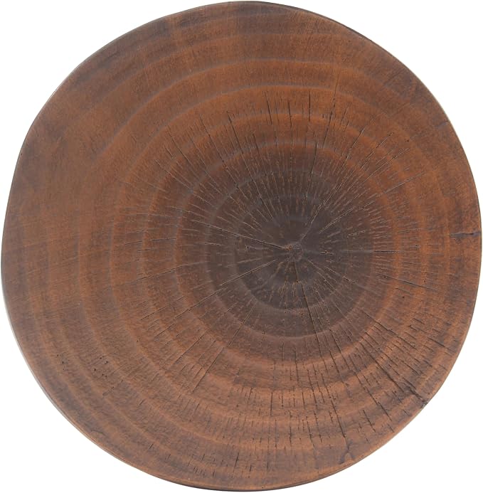 Lightweight Concrete Outdoor Side Table,Hollow Outdoor End Table, Wood-Like Texture Modern Small Accent Table for Patio Garden Balcony Porch Antique Brown 16.75" H