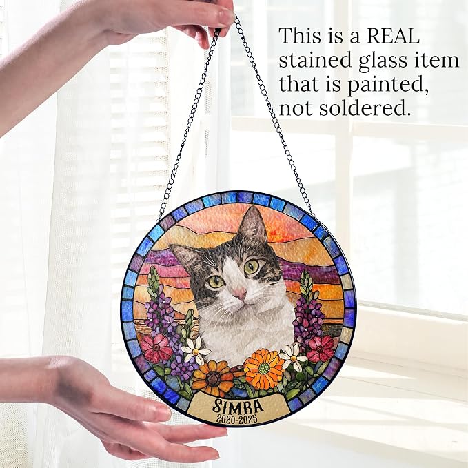 Personalized Pet Memorial Gifts for Dogs and Cats – Custom Pet Suncatcher Keepsake – Loss of Pet Sympathy Gift – Stained Glass Pet Memorial Ornament – Pet Remembrance Gift