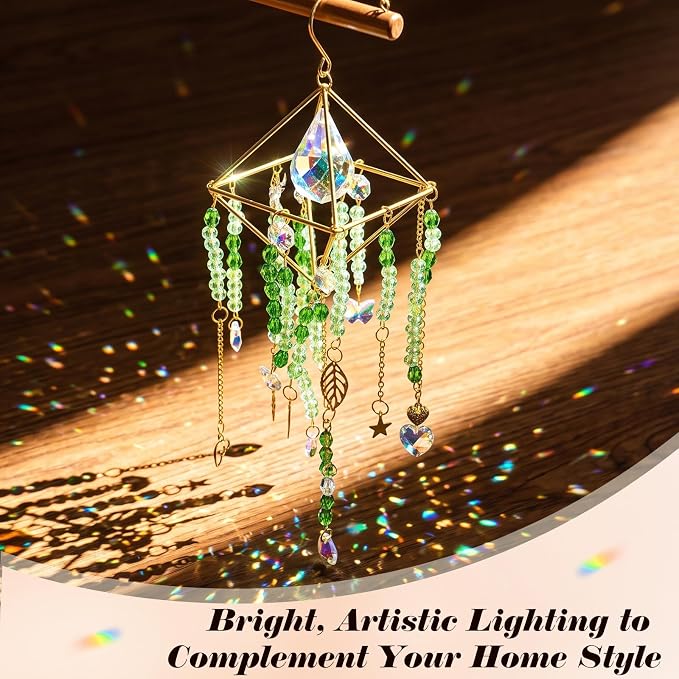 730PCS DIY Suncatcher Kit for Adults – 3D Spiral Suncatcher with Colorful AB Beads & Pendants, Rainbow Maker for Window Hanging Indoor/Outdoor Home Decor