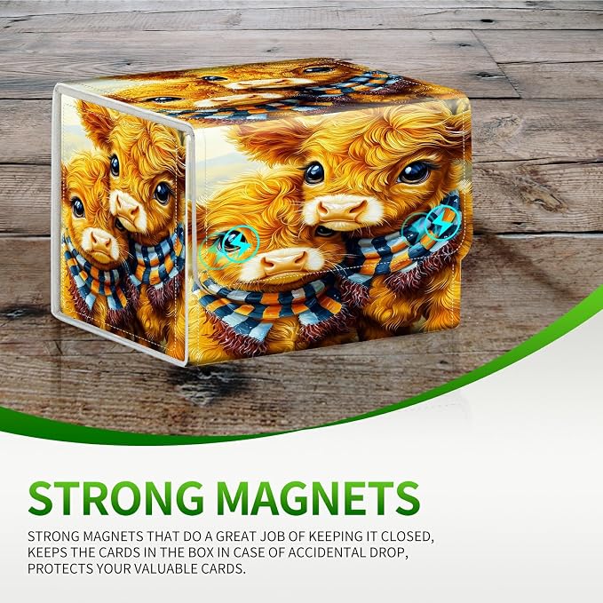 Card Deck Box for MTG, Cards Storage Box Fits 120+ Sleeved, Leather Small Size Strong Magnetic Closing Card Case for Board Games Magic TCG CCG Baseball Collection, Scarf Scalper