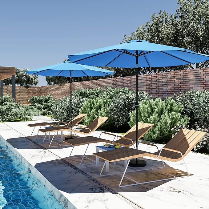 Greesum Patio Umbrella, Outdoor Table Umbrella with Push Button Tilt, Crank and 8 Sturdy Ribs