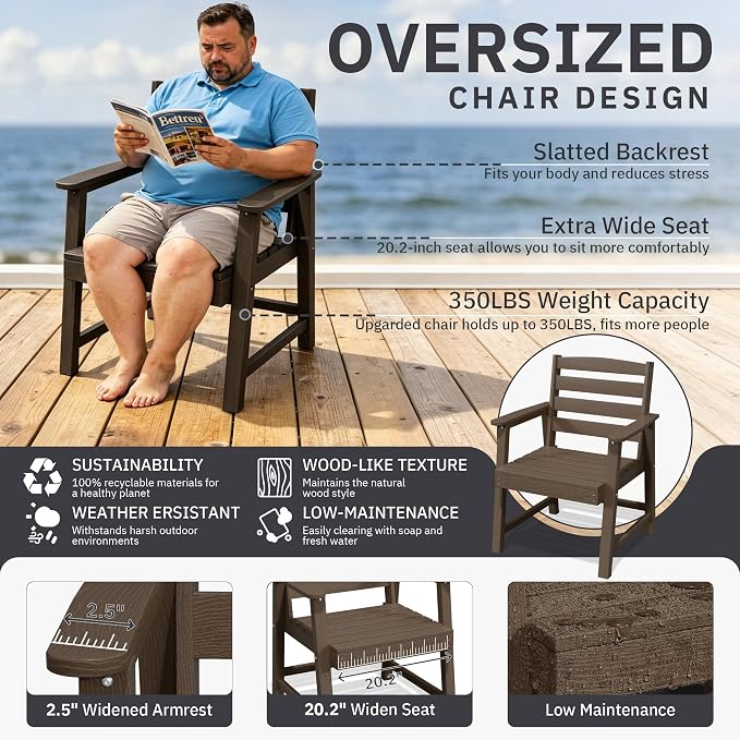 AreShark 9-Piece Outdoor Dining Set,HDPE Patio Table with 8 Armless Chairs,All-Weather Patio Furniture Set with Umbrella Hole,Low Maintenance Wood Grain Dining Set for Backyard,Garden,Poolside,Black