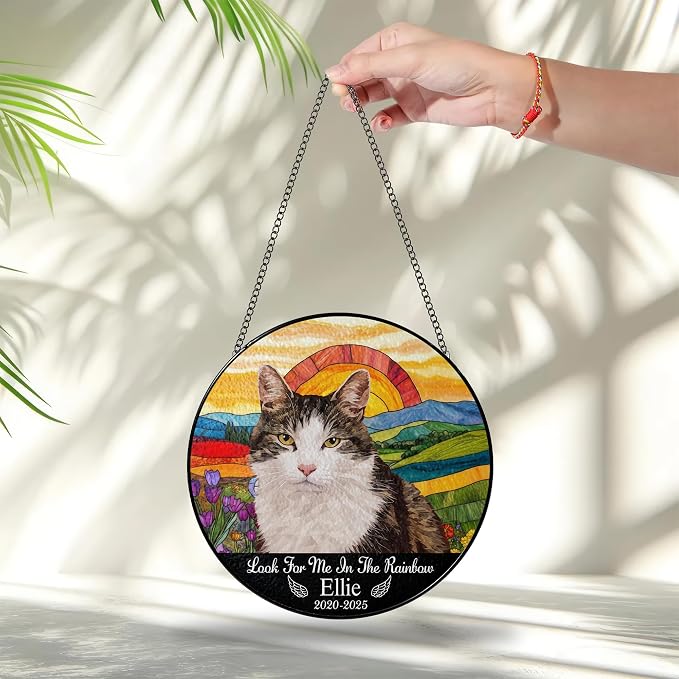 Personalized Pet Memorial Gifts for Dogs and Cats – Custom Pet Suncatcher Keepsake – Loss of Pet Sympathy Gift – Stained Glass Dog Memorial Ornament – Pet Remembrance Gift