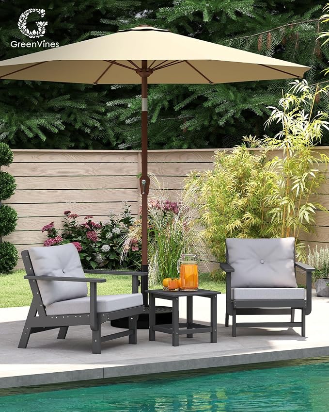 GREENVINES Adirondack-Outdoor-Side-Table | 18 x 18 Inches | HDPE Plastic | All Weather | Outside Couch Tables for Conversation Set | Gray | for Patio Porch Deck Lawn