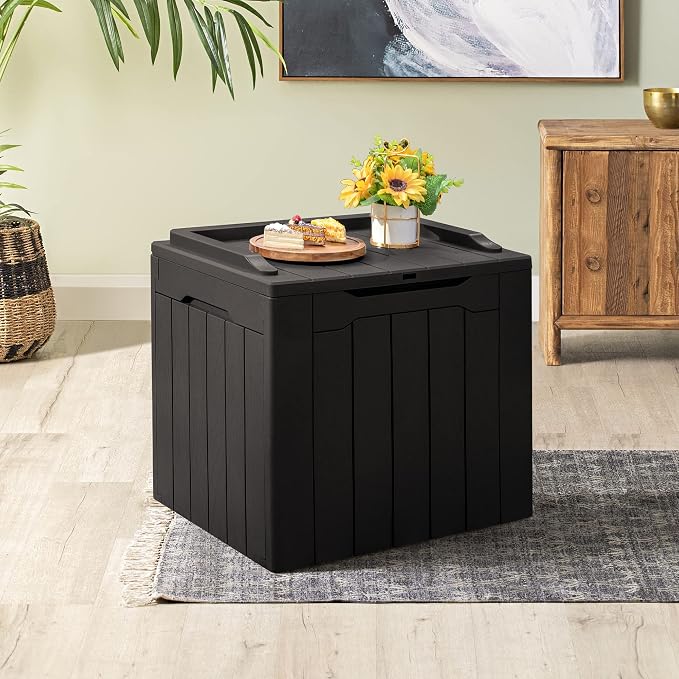 Homall 31 Gallon Resin Deck Box Waterproof Outdoor Storage Lockable Indoor Outdoor Organization and Storage Container for Patio Furniture Cushions, Garden Tools (Black)