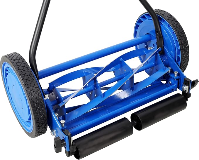 14in Push Reel Lawn Mower 5-Blade Manual Grass Cutter for Small Lawns,Lightweight & Eco-Friendly Adjustable Cutting Height 0.5"-2.25",Noise-Free & Low Maintenance,Black Color