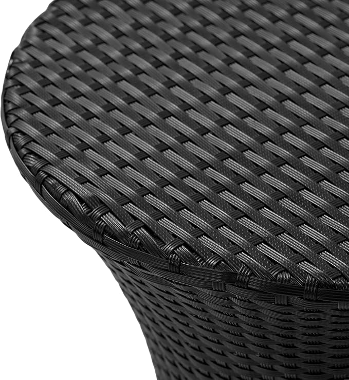 Outdoor PE Rattan Hourglass Side Table 19.75", No Assembly Wicker End Table, All-Weather Accent Table for Patio Balcony Living Room, Black