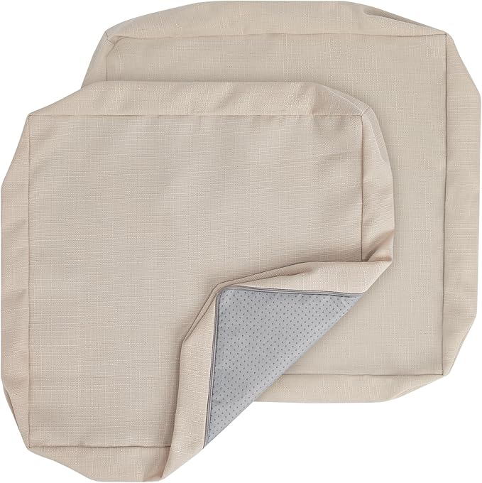 FUNHOME Outdoor Cushion Covers 24 x 24 x 4 inch,Set of 2,Non-Slip Grips Bottom,Replacement Cushion Covers for Garden Patio Furniture Couch Chair,Fade-Resistant Slipcover Only,No Insert(Antique Beige)