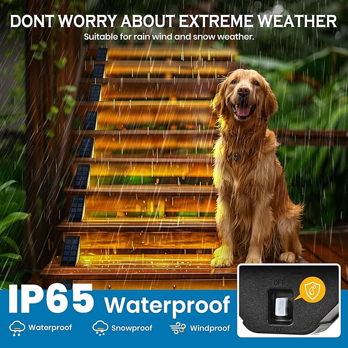 SOLPEX Solar Step Lights for Outside, 24 LEDs Solar Stair Lights Outdoor Waterproof Decor for Porch, Front Door, Stair, Step, Deck, Fence, Balcony, Patio, Wall, Yard, Garden(6 Pack, Warm White)