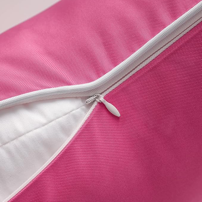 Phantoscope Pack of 2 Outdoor Waterproof Throw Pillow Covers Decorative Square Outdoor Pillows Cushion Case Patio Pillows for Couch Tent, Hot Pink 18x18 inches 45x45 cm