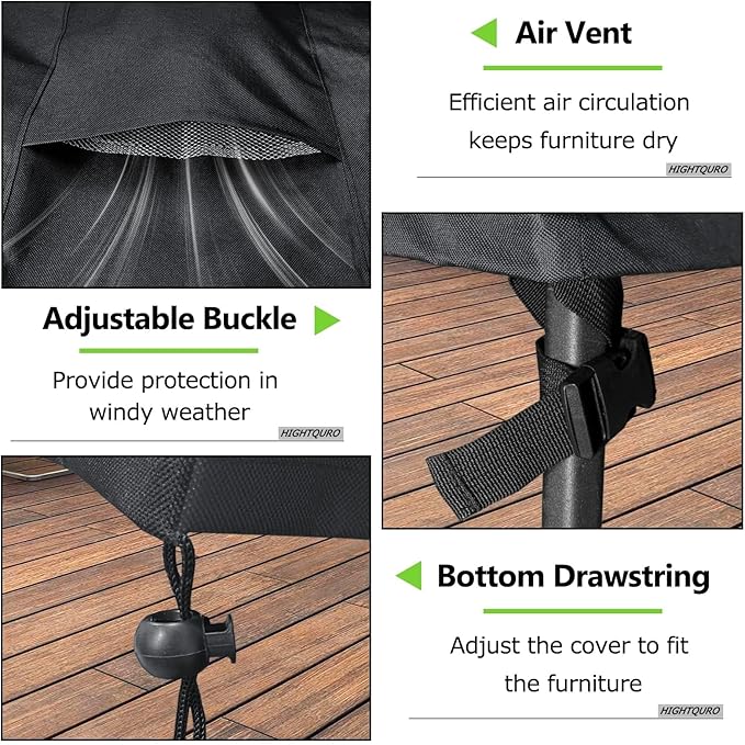 Patio Furniture Covers Waterproof, Heavy Duty 600D Outdoor Furniture Covers for Outdoor Dining Table and Chair,Tear Resistance and Anti-UV,Black,74"L x 47"W x 28"H