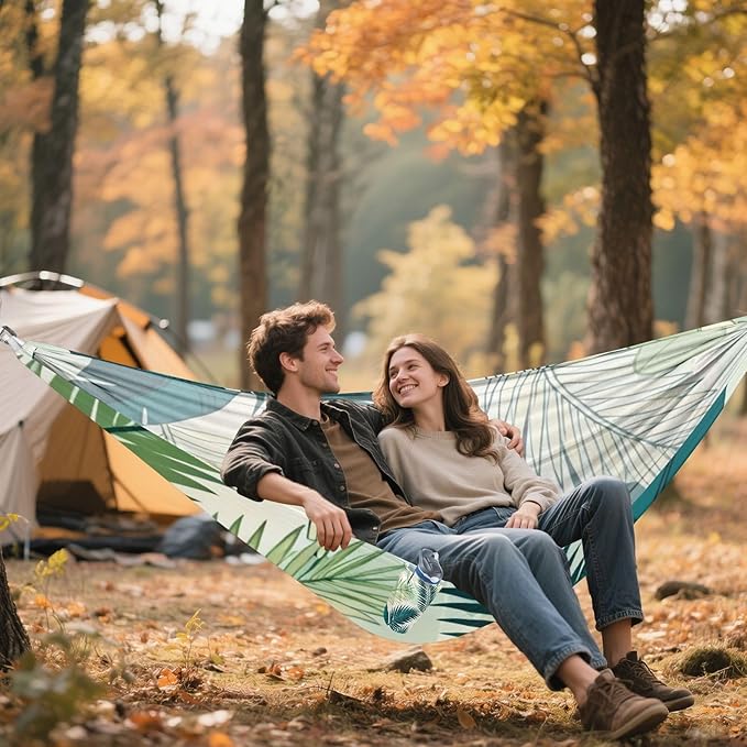 Tropical Leaf Hammocks with Tree Straps Swing Hammock for Indoor Outdoor Patio