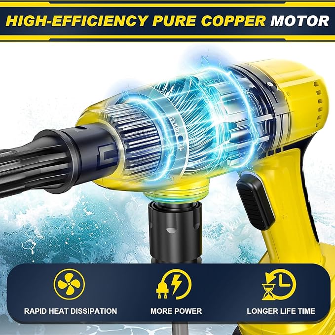 Cordless Portable Washer with Brushless Motor, 2x4000mAh Batteries & Fast Charger, 6-in-1 Nozzle, 16.5FT Hose, Extension Rod & Storage Case, Handheld Cleaning Tool for Car, Home, Patio & Garden