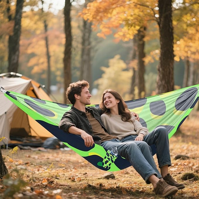 Animal Leopard Fur Print Lawn Green Black 330lb Capacity Hammocks Portable Hammock for Outside Patio Garden amacas para patios con Base de adultos