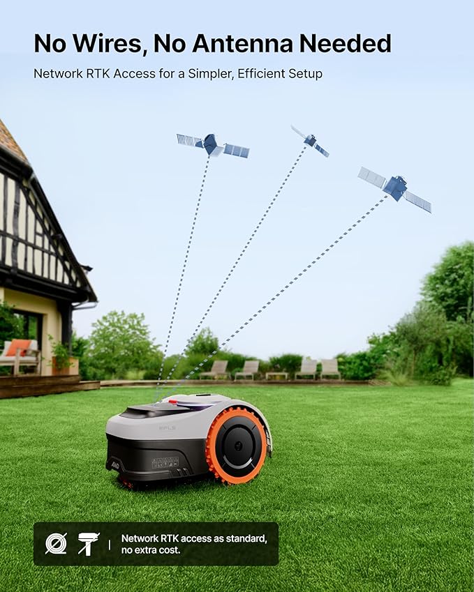 Segway Navimow i210 AWD Robot Lawn Mower, Wire-Free Robotic Mower, All-Wheel Drive for 45% Slopes, 2–3.6 in Adjustable Cutting Height, NRTK + Vision, Auto Mapping, 5.1Ah Battery, Covers 0.25 Acre
