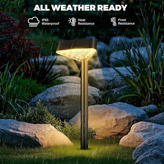 8 Pack Solar Pathway Lights Outdoor, Bright LED Solar Landscape Lights, Waterproof Solar Garden Lights for Yard, Patio, Walkway, Lawn, Driveway(Warm White, 8 Pack)